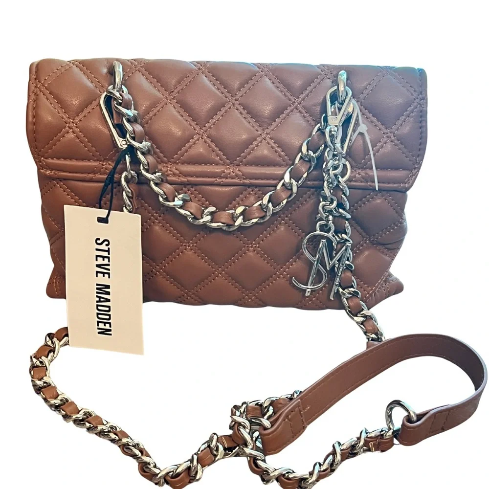 👜 Steve Madden “Bezra” Quilted Shoulder Bag — Nutshell NWT - Picture 3 of 5
